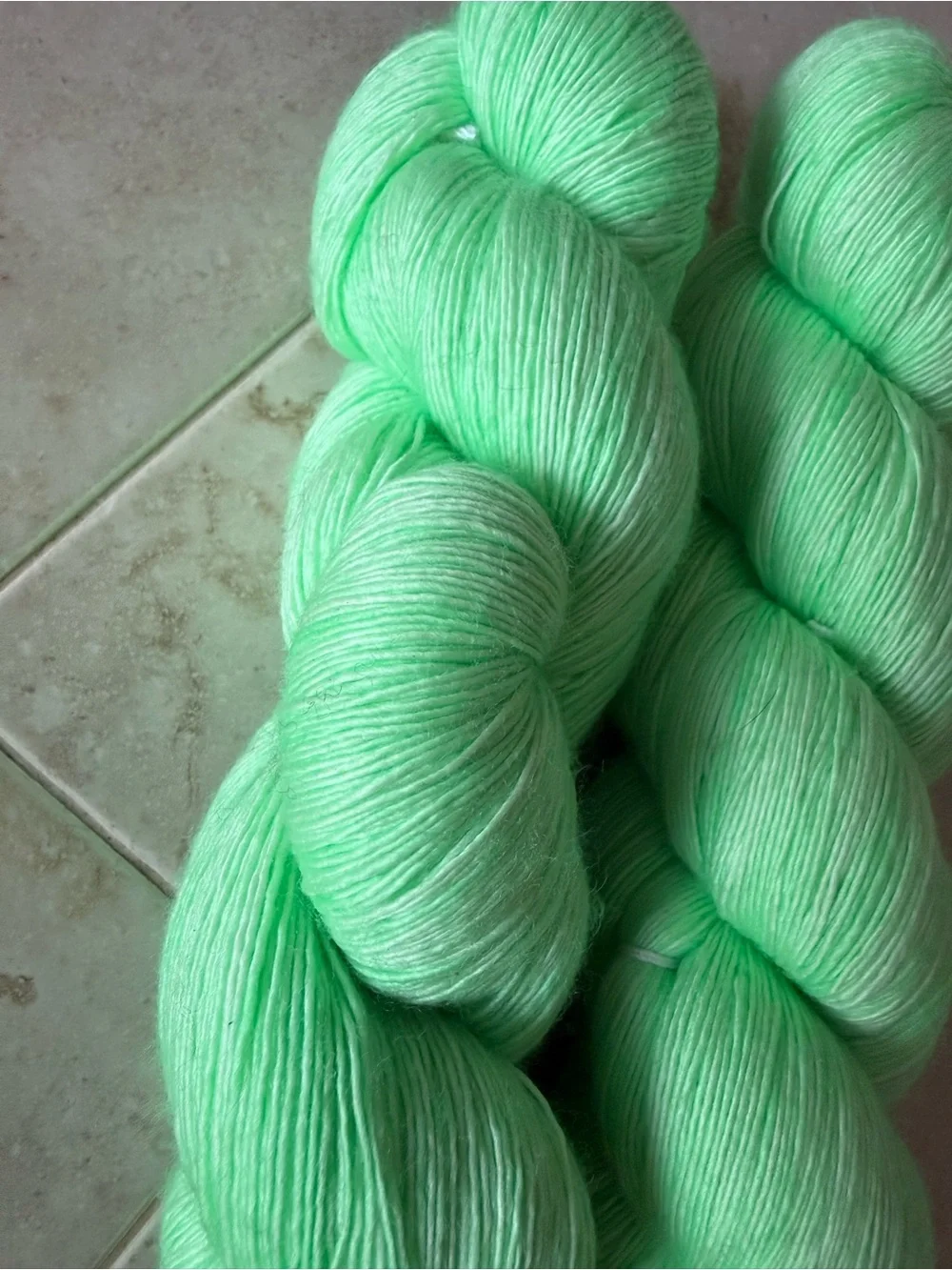 Mad Tosh Yarn Skeins in Bright Mint Green - 2 Hanks
